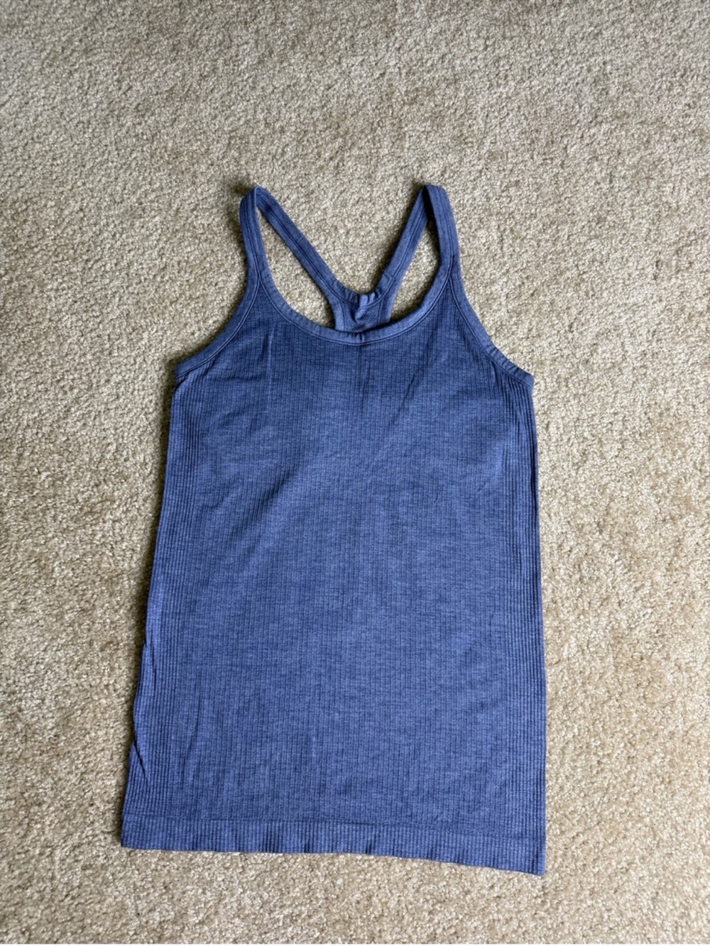 Ribbed Blue Racerback Tank Top - Picture 8 of 8